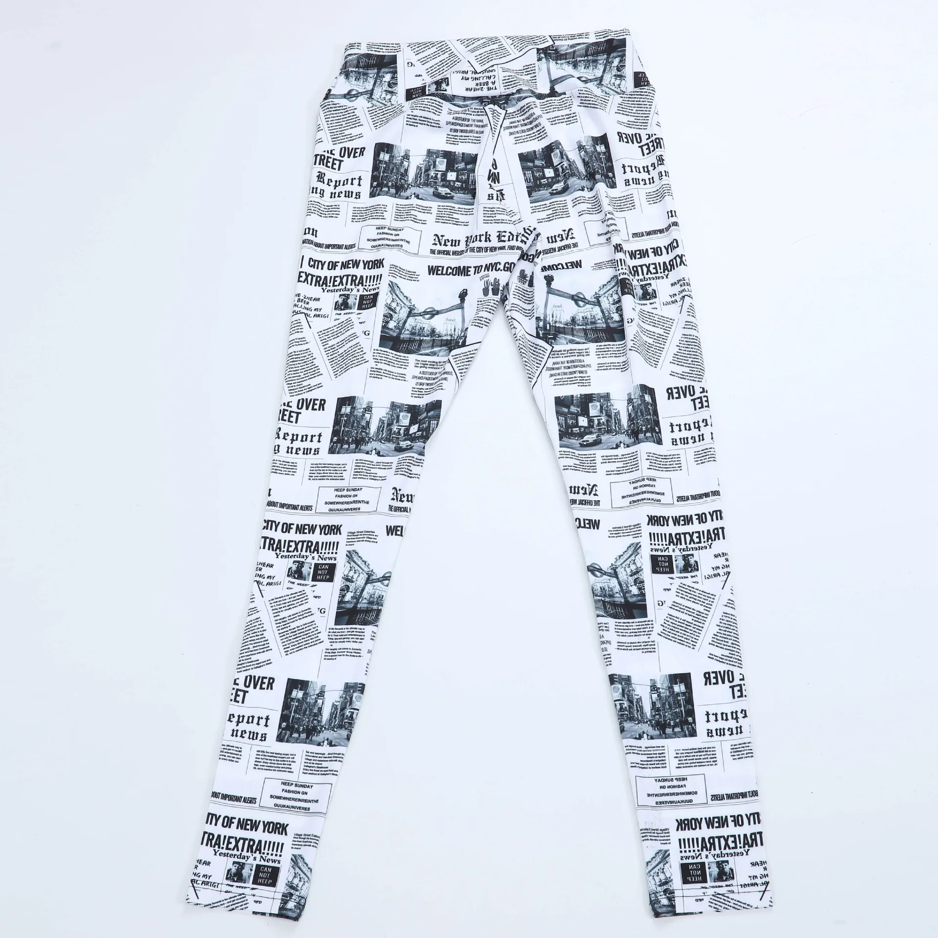 

Women's Yoga Leggings Digital Print Newspaper Push Up High Waist Cropped Elastic Slim Pants Gym Tights Leggins Sportswear Female