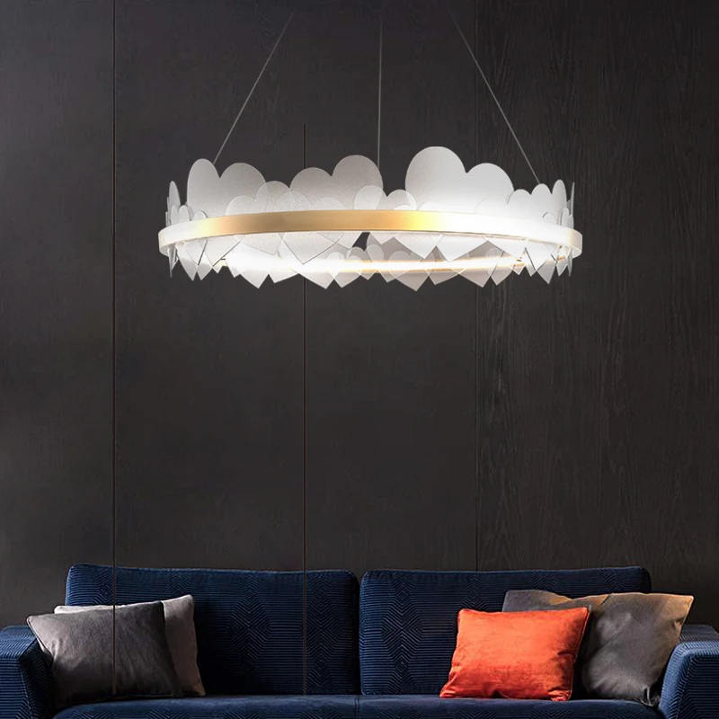 

Nordic Luxury Heart-shaped Led Ring Chandeliers Lighting Modern Creative Minimalist Lustre Luminaire Living Room Dining Bedroom