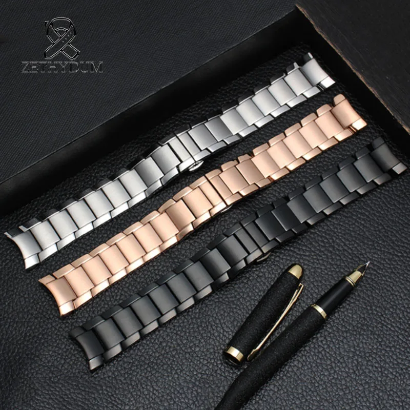 

Watch Bands Stainless Steel for Armani AR2448 2447 2432 2433 2458 2434 Watch Strap Watchband Butterfly Buckle Scrub Black Silver