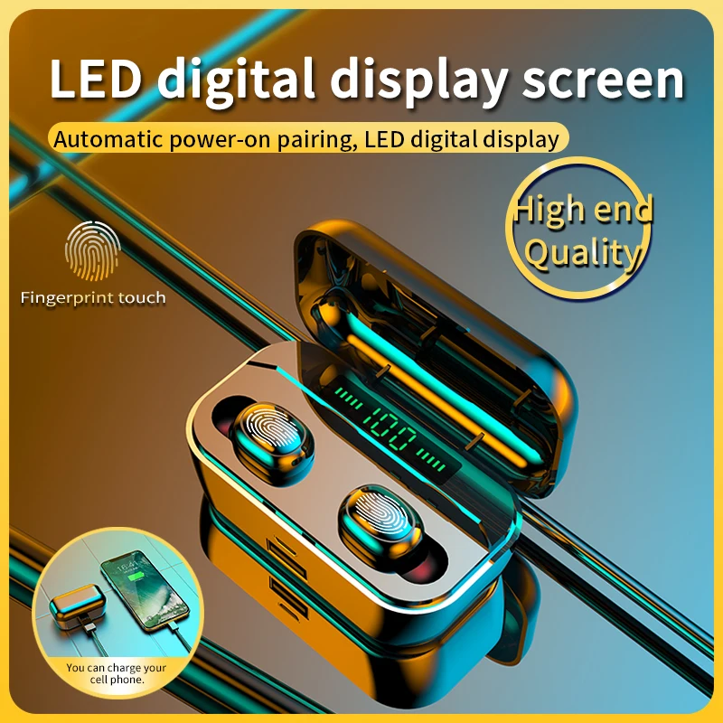 TWS наушники водонепроницаемые с микрофоном и поддержкой Bluetooth 2200 мА · ч|Наушники