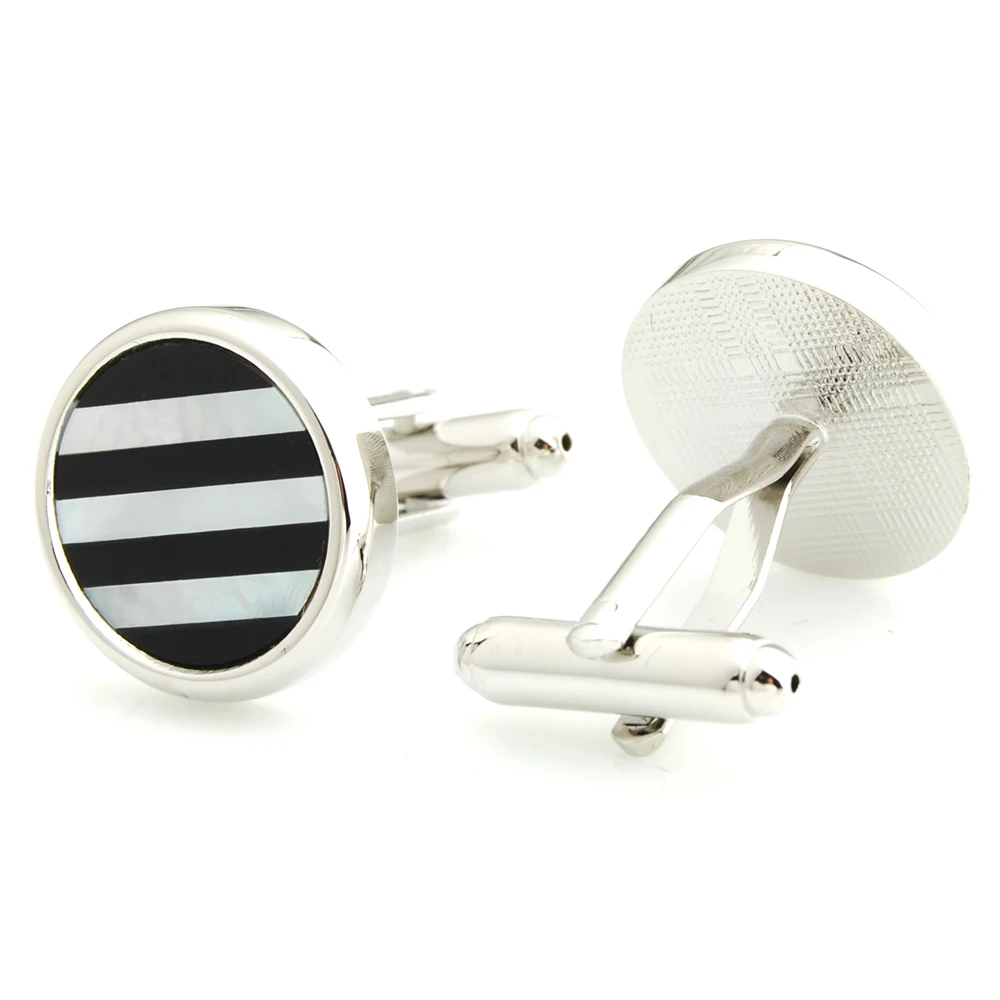 Мужские классические черно-белые круглые запонки и шпильки для смокинга в