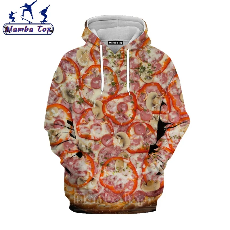 Худи Mamba top с принтом пиццы новейшая Женская толстовка в стиле хип-хоп 3D еды