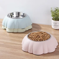 400ml stainless steel plastic dog cat food feeding bowls pumpkin shaped creative pet single bowl pet accessories