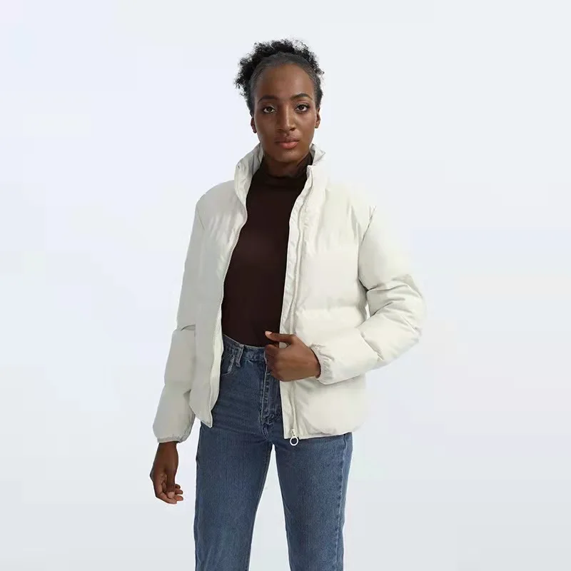 

Осенне-зимняя новая стильная женская повседневная куртка, одежда с хлопковой подкладкой, однотонная короткая одежда с хлопковой подкладко...