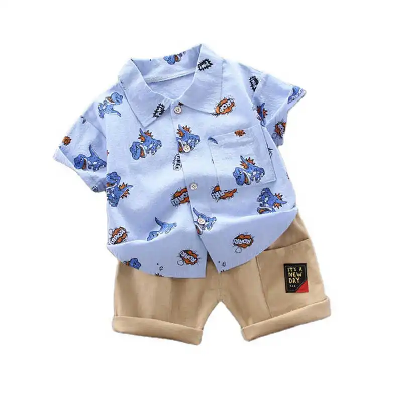 

Новинка, модная летняя детская одежда, рубашка и шорты с мультяшным рисунком для маленьких мальчиков и девочек, 2 шт./компл., детская повседне...