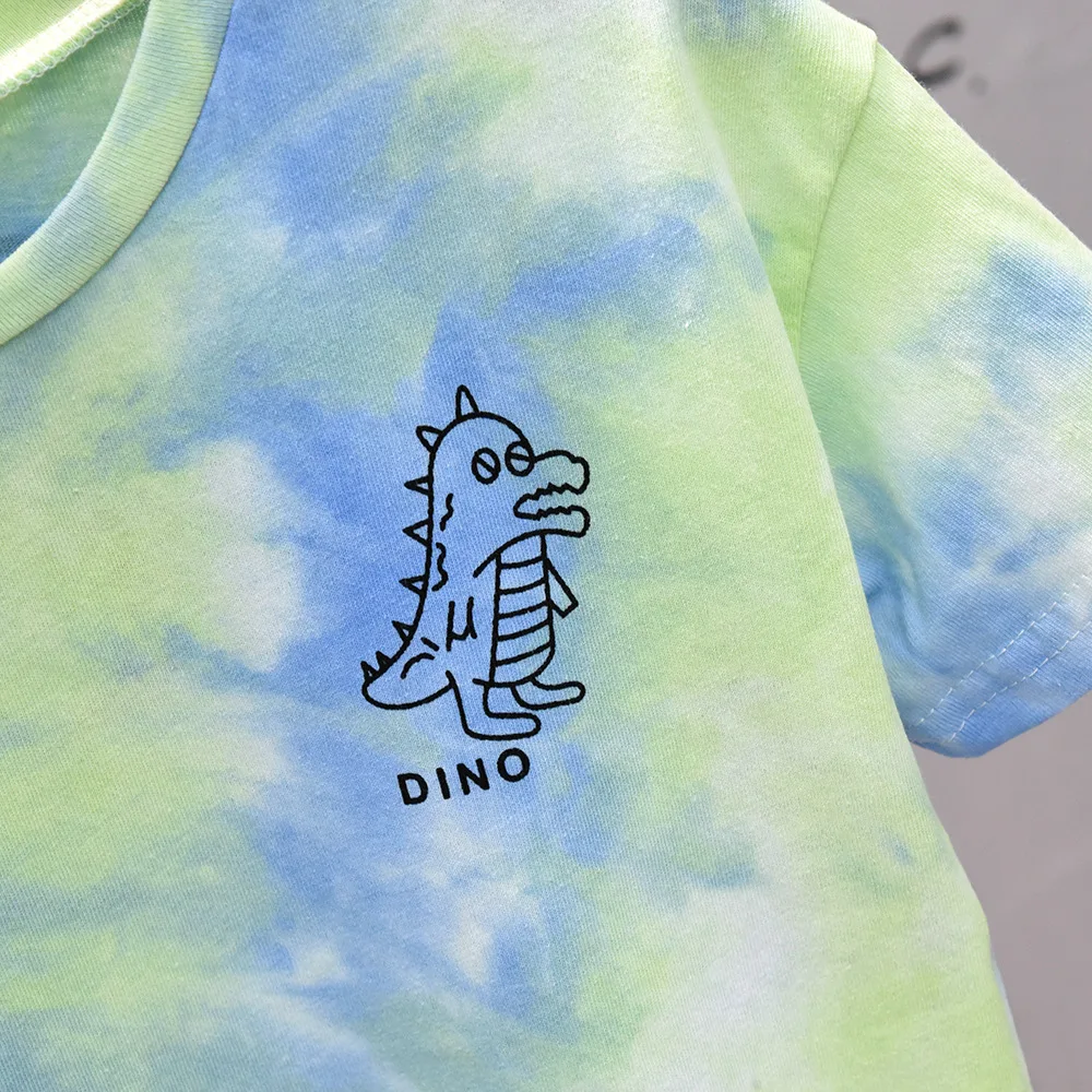 

Children's clothing 2020 summer new casual round neck Boy letter T-shirt+three-dimensional pocket jeans 2pc set cartoon Kid suit