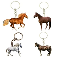 horses acrylic 4pcsset keychains cute key on backpack for best friends boyfriend gift keyring animal charms anime keychain 2021
