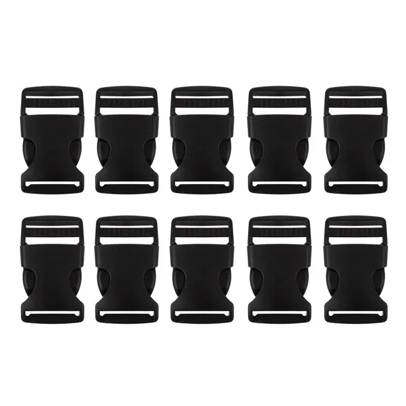 

10 Pcs 1" 2.5CM Width Plastic Safety Quick Release Buckles Black