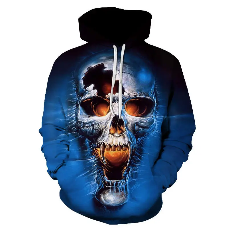 Мужская толстовка с черепом уличная 3D Толстовка белого цвета 3d принтом капюшоном