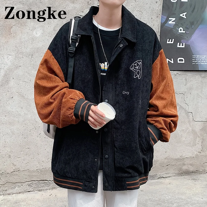 

Zongke Corduroy Varsity Jacket Men Coat Japanese Bombers Clothes Korean Windbreaker 5XL Harajuku 2022 Spring New