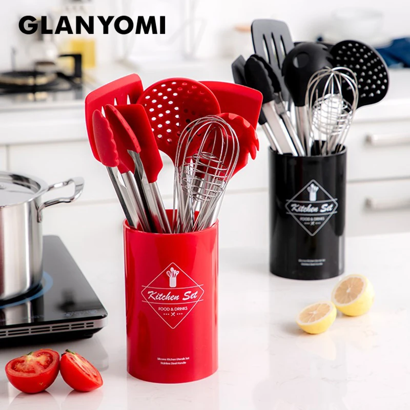 9 шт. силиконовая ложка из нержавеющей стали для приготовления пищи|Наборы