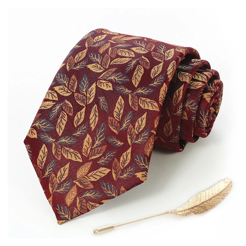 Мужской жаккардовый галстук с листьями 8 см|Мужские галстуки и носовые платки| |