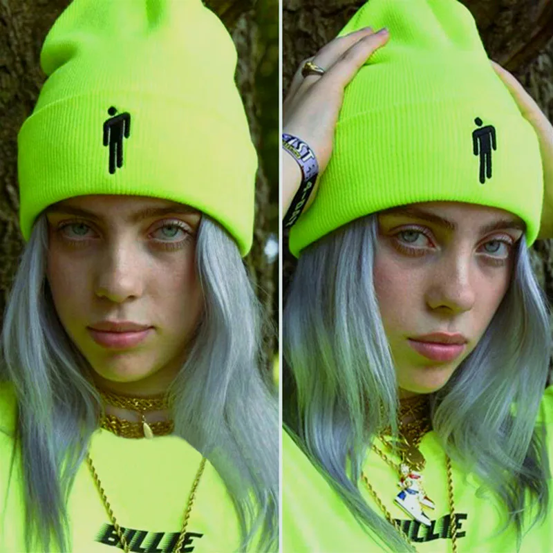 Billie Eilish шапочка Новый 16-цвет вязаная зимняя шапка в стиле хип-хоп зима теплая