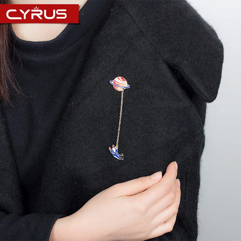 Креативная брошь с подвеской пара брошка в стиле модерн планета кролик астронавт