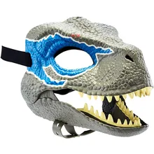 Dinosaur World Mask with Opening Jaw Tyrannosaurus Rex Halloween Cosplay Costume Kids Party Carnival Props Full Head Helmet
