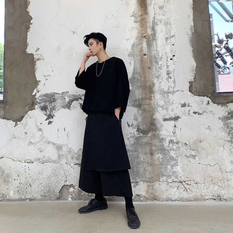 Брюки мужские с широкими штанинами простые повседневные свободные штаны