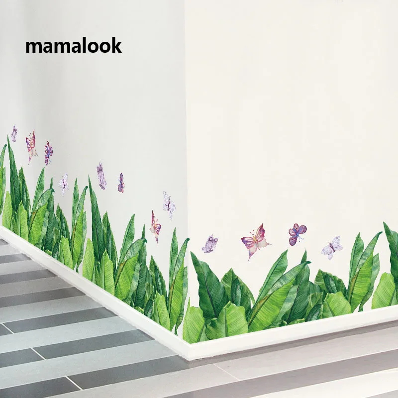 

New pastoral style plant baseboard living room bedroom removable anti-mold baseboard wall stickers