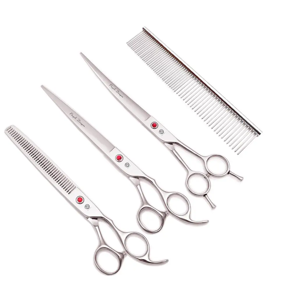 Набор для груминга собак Японские Стальные филировочные ножницы Purple Dragon 8 дюймов