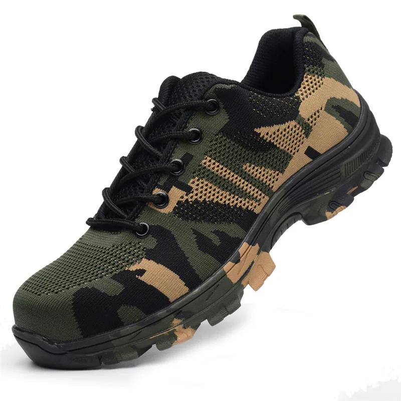 Модная Осенняя обувь Мужская со стальным носком безопасная дышащие ботильоны с