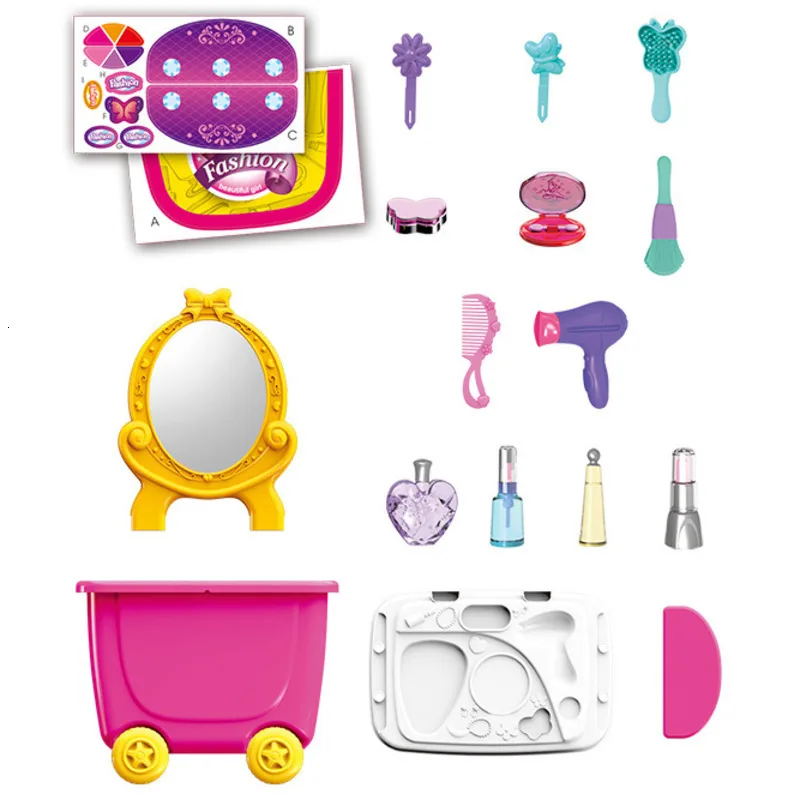 Children Pretend Play 34pcs/Set Trolley House Booth Educational Toy Super Funny Mini Role Play Toys Kitchen Workbench Bauble