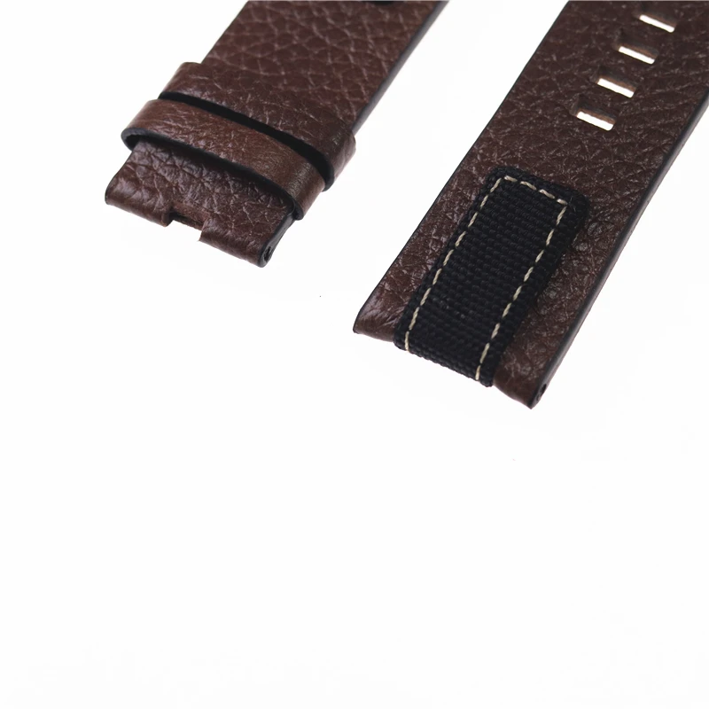 

26mm high quality denim and leather strap for Diesel DZ4345 watch strap band bracelet with buckle brown leather chain