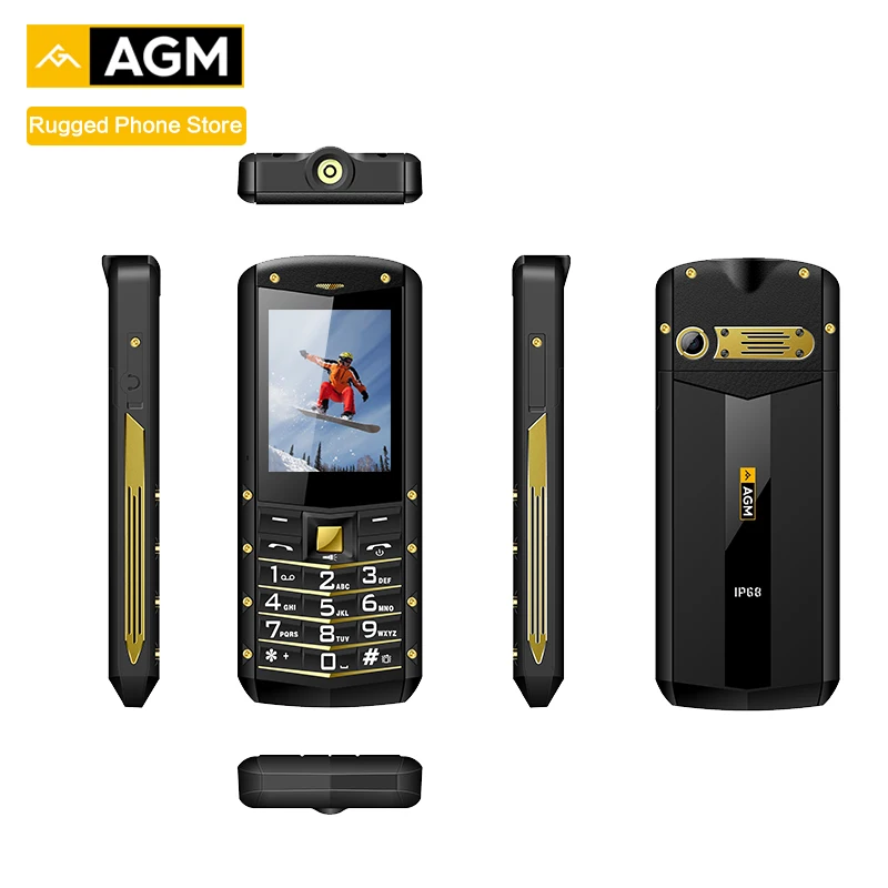 AGM M2 2," прочный телефон две sim-карты задний 0.3MP Открытый Телефон IP68 водонепроницаемый противоударный фонарь-прожектор 1970mAh