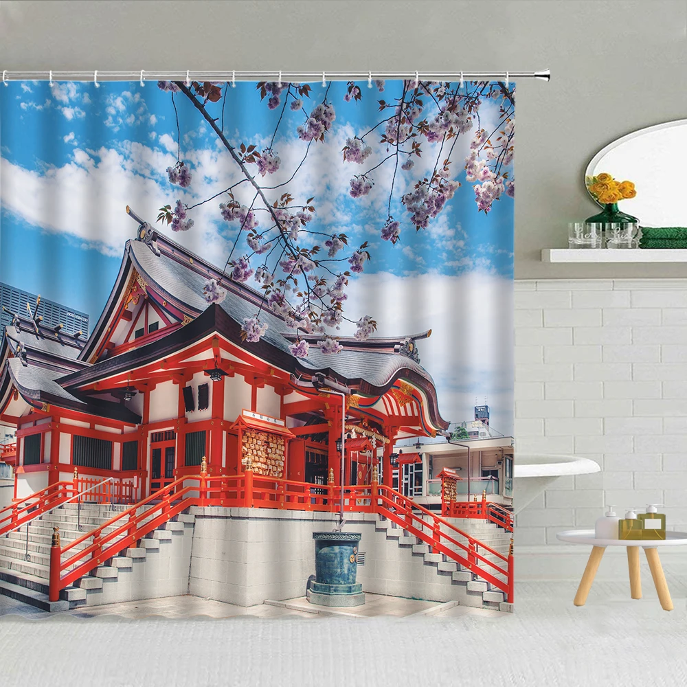 Японская 3d-занавеска для душа с рисунком самурайского крепления волны Fuji