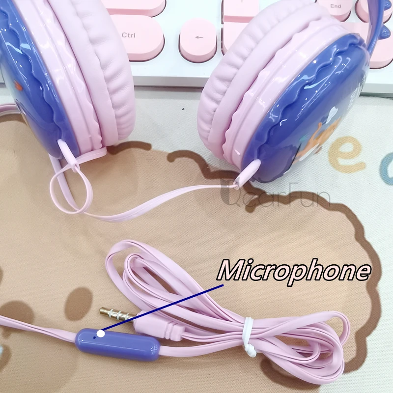 Qearfun Симпатичные детские наушники с микрофоном ПК гарнитура динозавра для