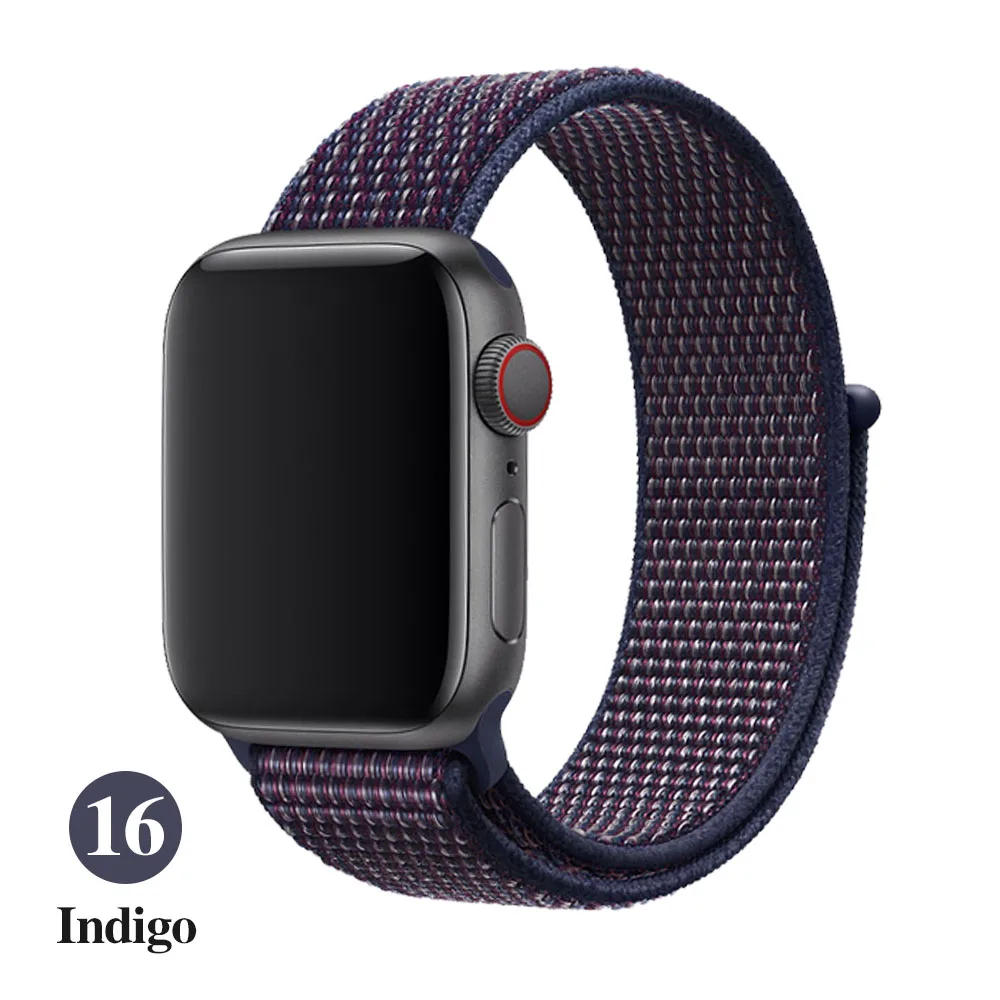 Band For Apple Watch Series 5 4 3 2 1 38MM 42MM watchband Breathable Nylon Strap Sport Loop for iwatch Bracelet 40MM 44MM - Band Color: Indigo blue