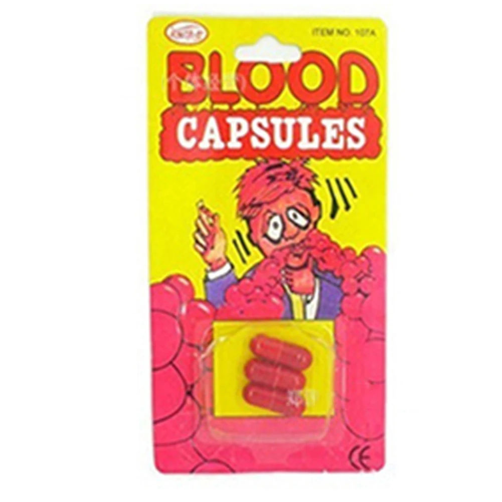 

3Pcs/Box Horror Funny Halloween Prop Gag Realistic Fake Blood Pills Capsules