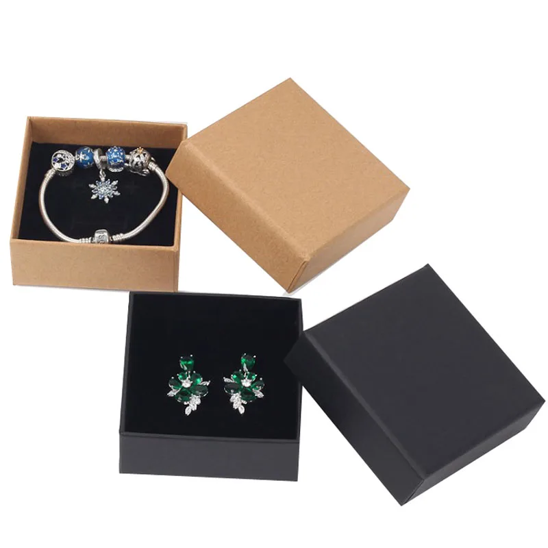Коробка для ювелирных украшений из крафт-бумаги коробка упаковки колец сережек
