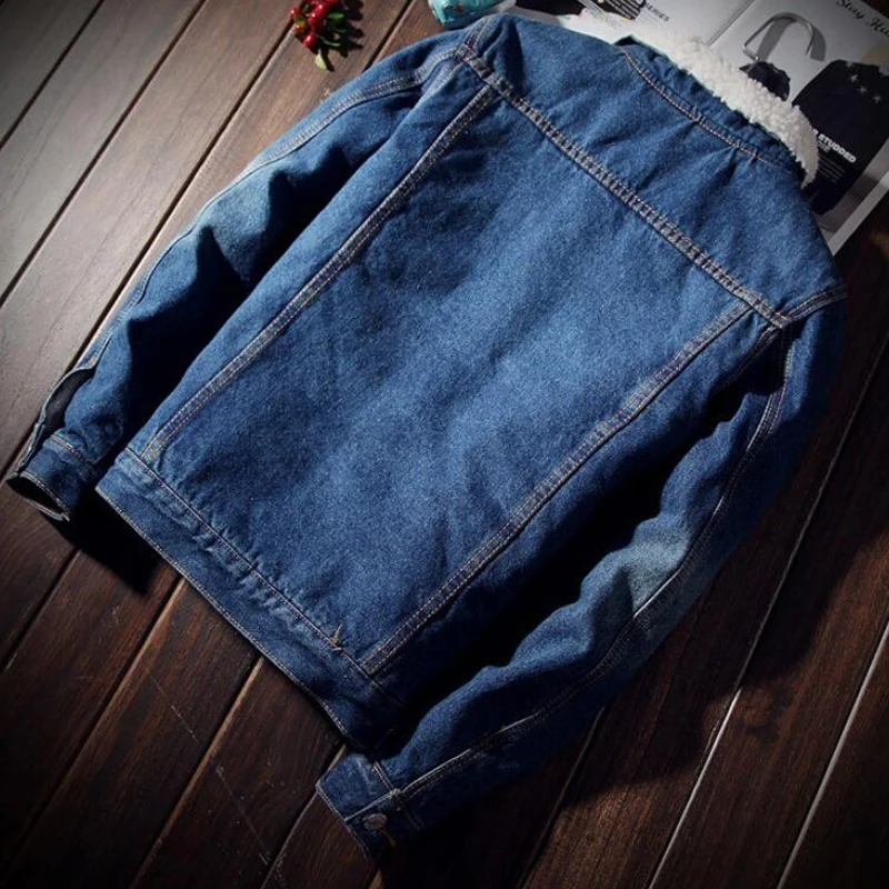 

Men Denim Jacket Trendy Winter Warm Fleece Coats Mens Outwear Fashion Jean Jackets Male Cowboy Casual Clothes Plus Size 5XL 6XL