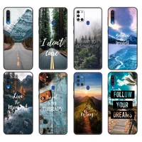 black tpu case for samsung galaxy a50 50s a30s a10 a11 a21s a31 a41 a51 a71 m21 m30s s10 lite travel mountain sea beach quotes