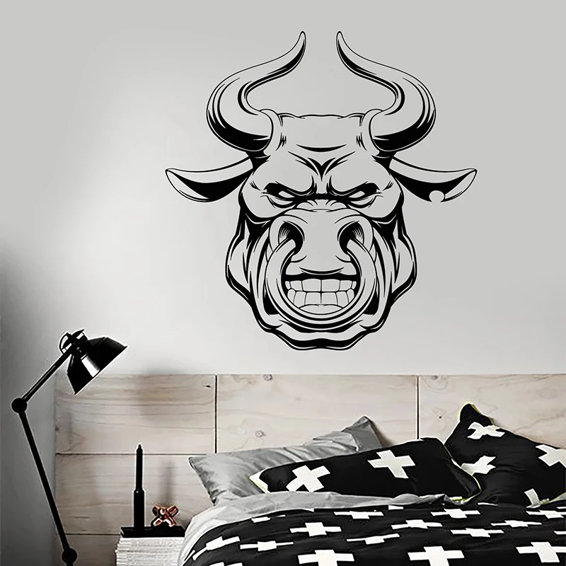 Наклейка Настенная виниловая с изображением головы животного мяса и логотипа Q959