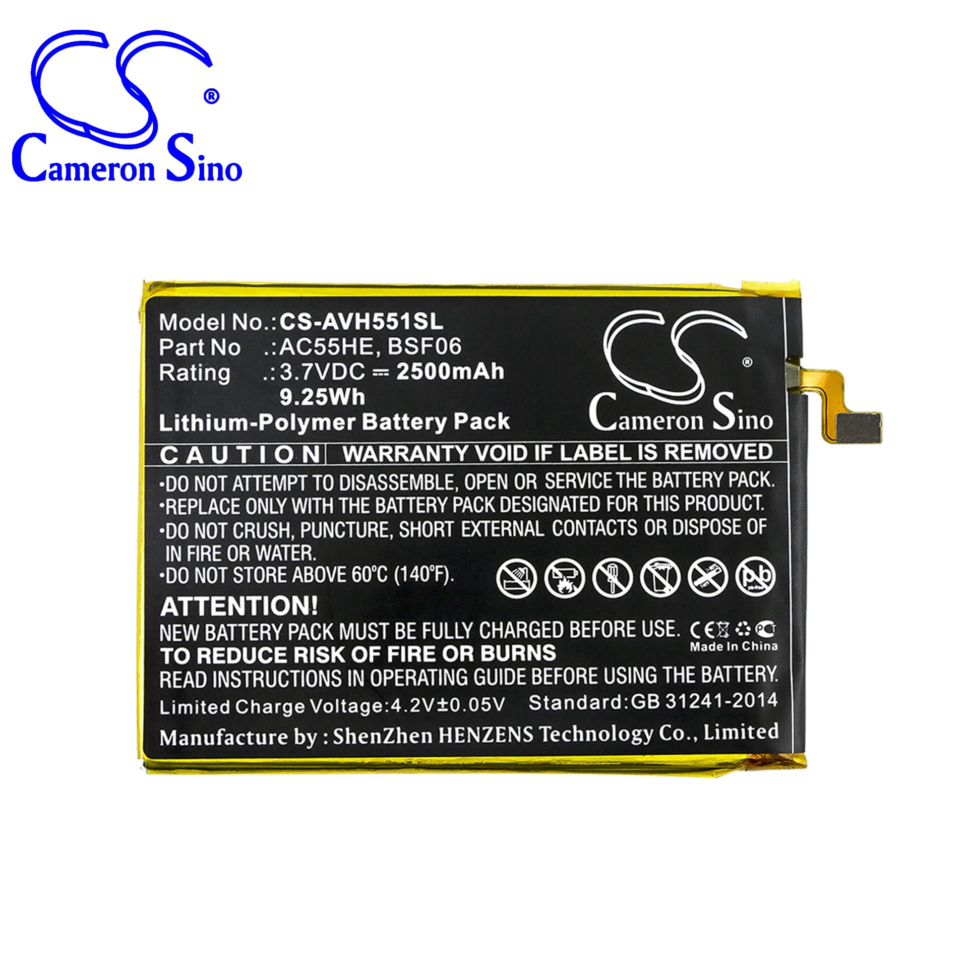 

CameronSino for ARCHOS 55 Helium Ultra A55 Helium AC55HE BSF06 battery