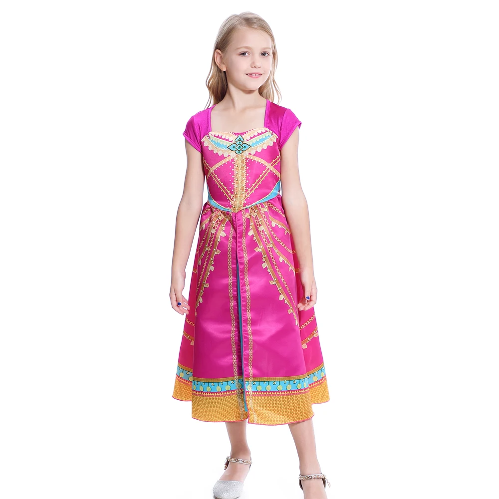 Aladdin Fairy Princess Costume Jasmine Dress Suit Halloween Carnival Cosplay Up Kids Baby Dresses Two Piece Set | Тематическая