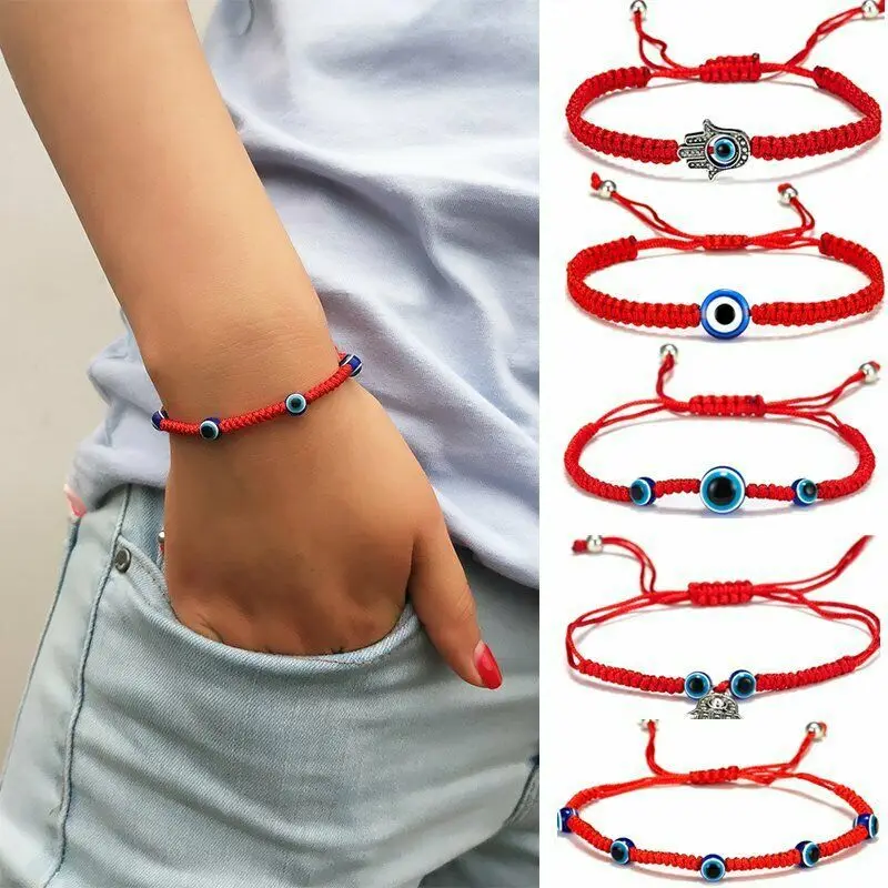 

Creative New Blue Eye Evil Eye Red Rope Woven Bracelet Fashion Adjustable Bracelet Wholesale Pandora Bracelet