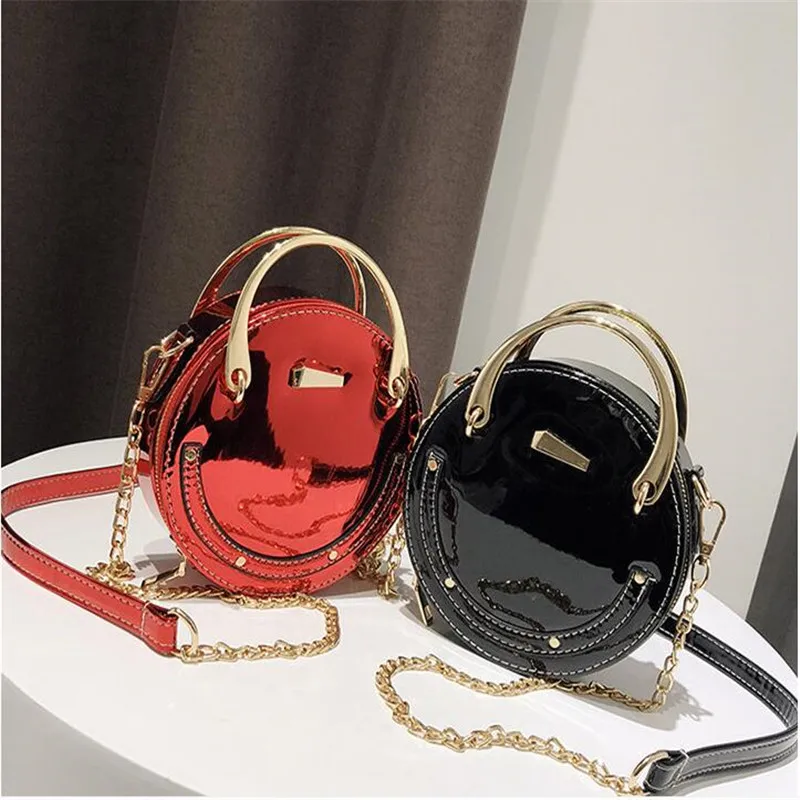 Женская сумочка с лазерной цепочкой маленькая ручная круглая сумка мессенджер