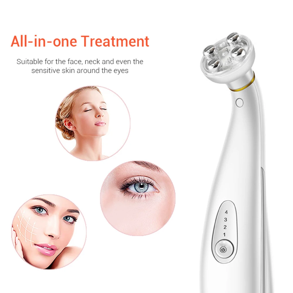 Массажер для глаз с теплом и светодиодный фотон RF радиочастотный EMS красоты микро