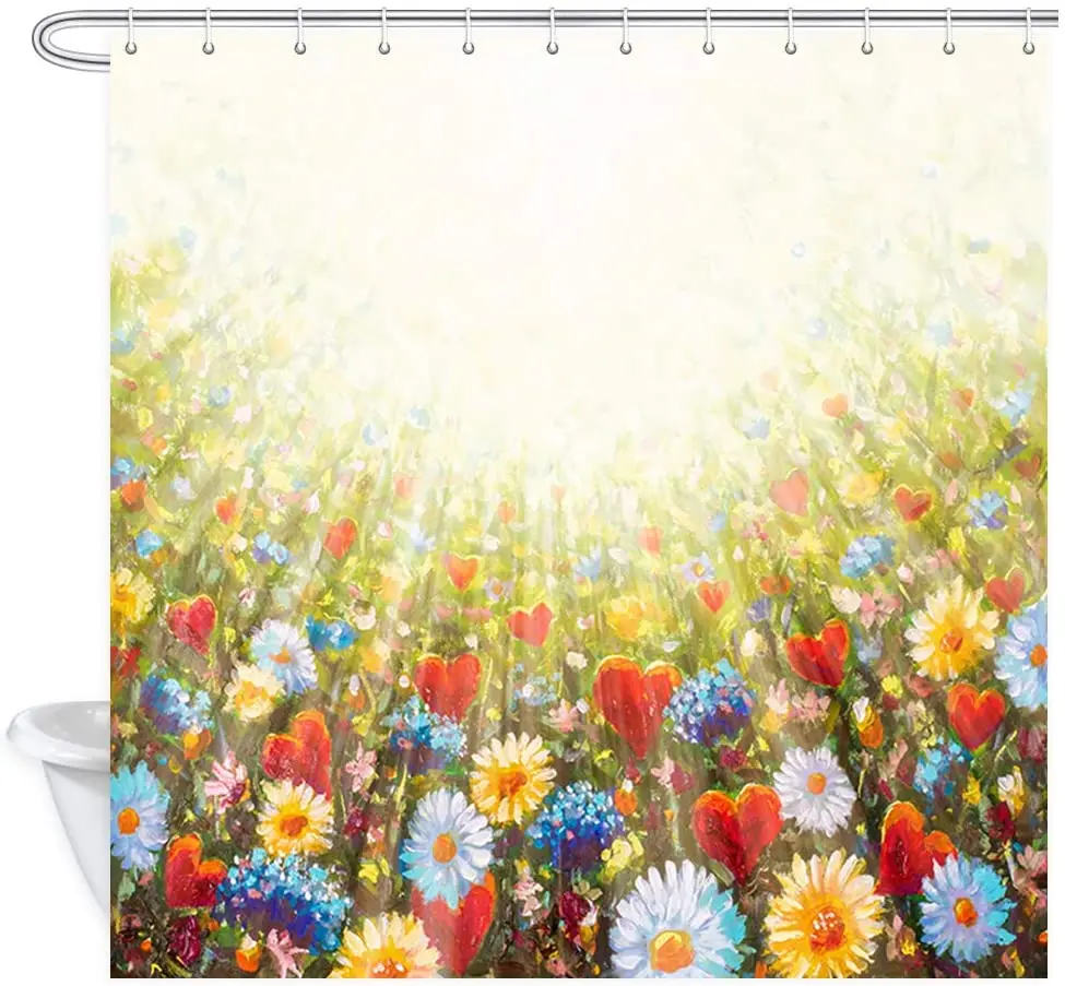 

Multi-Color Sunflowers and Leaves Watercolor Floral Decorative Bath Curtain