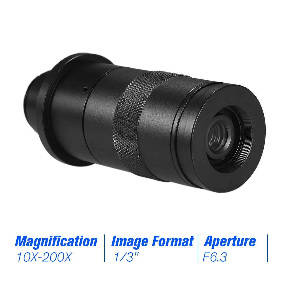 

CCD промышленный микроскоп камера C-mount объектив 10X-200X камера Регулируемая 25 мм зум окуляр Лупа промышленные линзы для лаборатории PCB