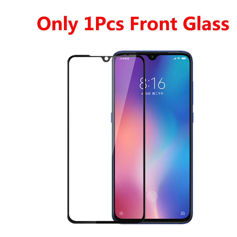 1PCS Front Glass 2 в 1, полное покрытие из закаленного стекла для Xiaomi Mi A3 Lite, задняя крышка для объектива камеры, Защитное стекло для экрана для Xiaomi Mi A3, пленка для объектива камеры - Цвет: 1PCS Front Glass