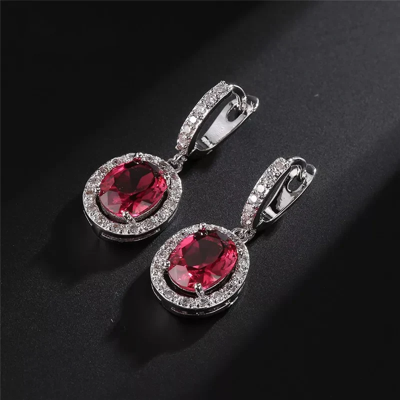 

S19 Classical 925 Sterling Silver Round 5A NSCD Stone Drop Earrings Jewelry Earrings For women Center Stone 2carat