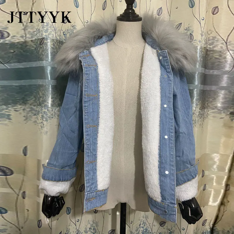 

2021 Winter Jeans Jackets Plus Velvet Warm Parka Outerwear Women Cashmere Cotton Coat Girl Fashion Denim Jacket Coat LJ162