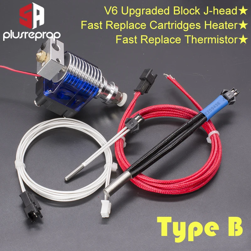 V6 J head 12/24V полностью металлический Hotend Уэйд или Боуден экструдер нагреватель