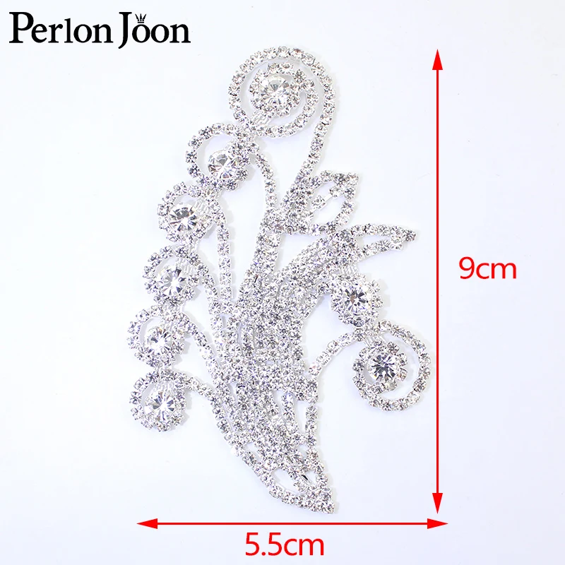 

1 Pair DIY of flowers shape rhinestone applique crystal patch sewing for Bridal Ears shoulder decoration accessories YHX083