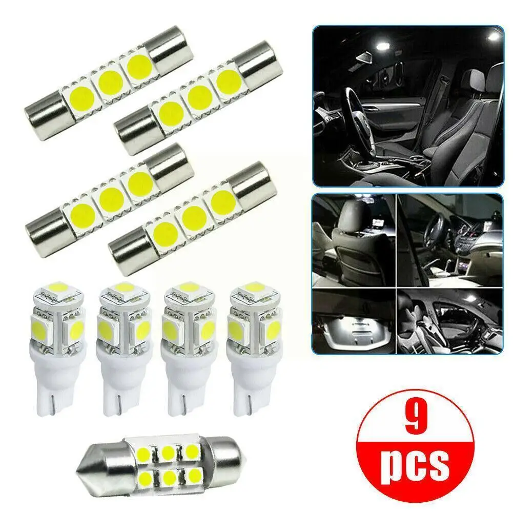 

9 шт., автомобисветодиодный светодиодные лампы 6000K COB для чтения салона, гирлянда, светодиодные супер яркие лампы для багажника, багажника, 360 ...