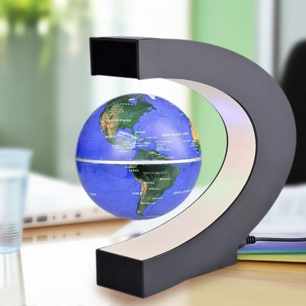 C форма светодиодный Плавающий глобус Карта мира антигравитационный магнитный