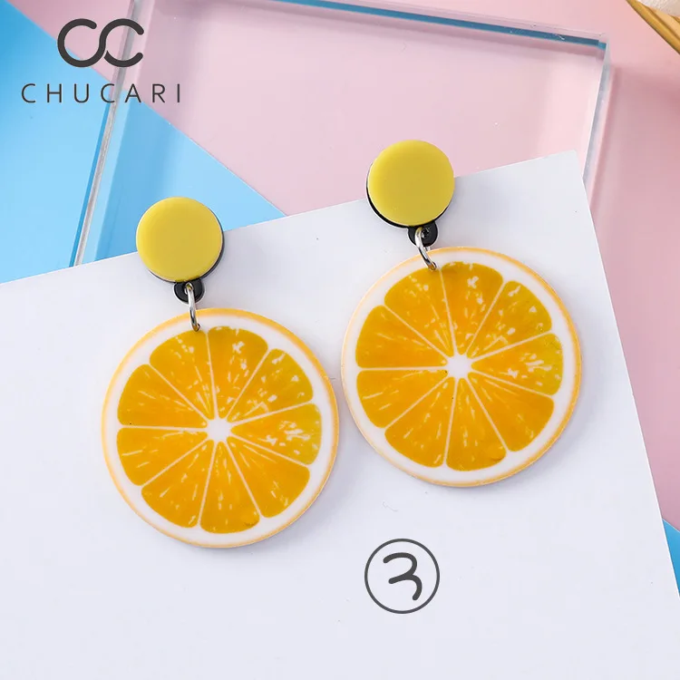 Красивые свежие летние серьги CHUCARI 2019 для девочек оранжевые зеленые вишневые