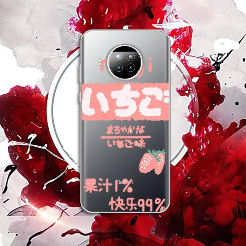 

Japanese Strawberry Milk food Phone Case Transparent for Xiaomi Redmi note 10 t 8 9 pro lite 11